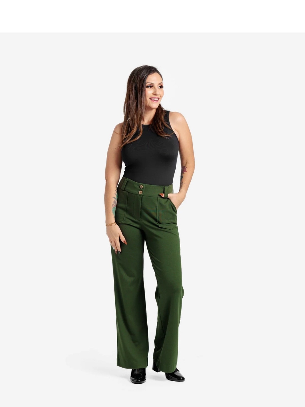 LuLaRoe Dark Olive High-Waist Wide-Leg Trousers